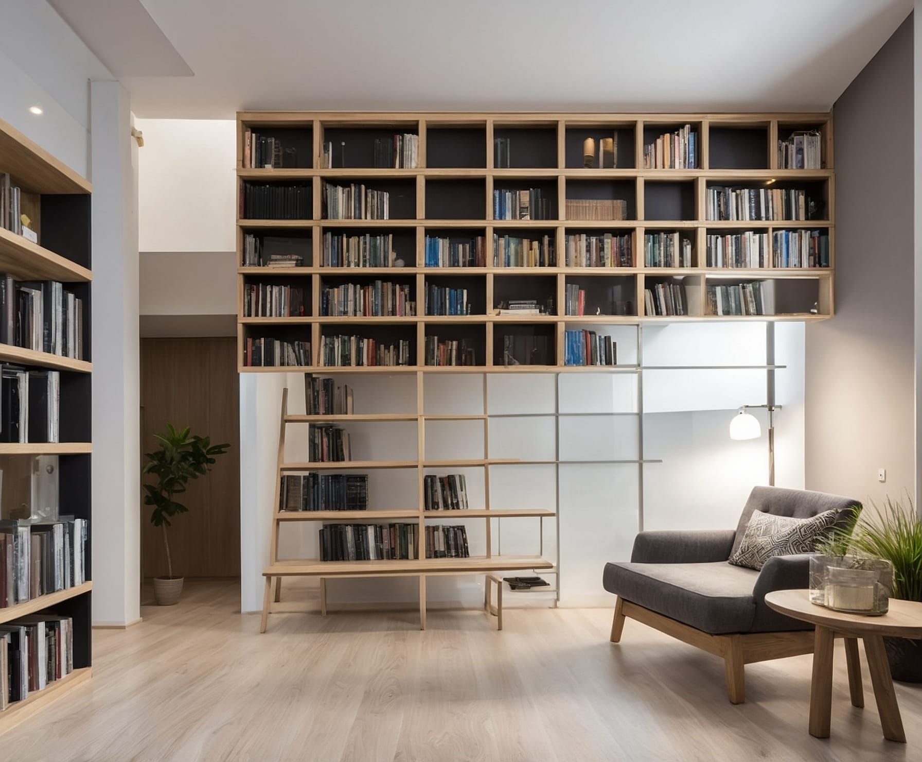 Biblioteca a medida para hogar contemporáneo